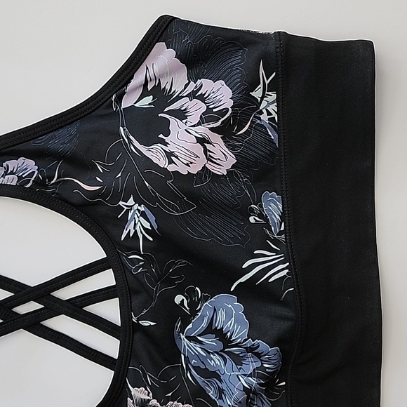Athletic Works Dri-More Tech Black Floral Sports Bra Size Large - Picture 4 of 15